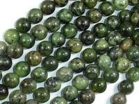 Dendritic Green Jade Beads, 8mm Round Beads-RainbowBeads