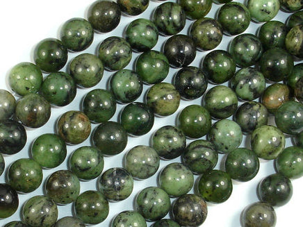 Dendritic Green Jade Beads, 8mm Round Beads-RainbowBeads