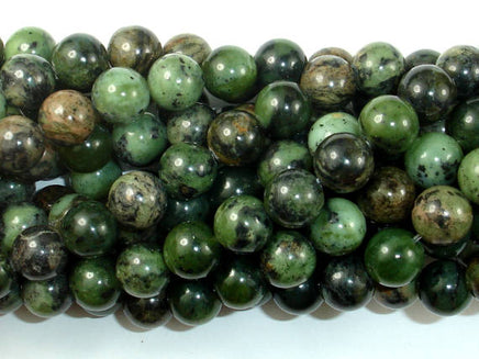 Dendritic Green Jade Beads, 10mm Round Beads-RainbowBeads