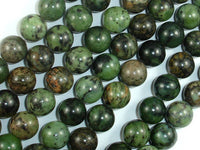 Dendritic Green Jade Beads, 10mm Round Beads-RainbowBeads