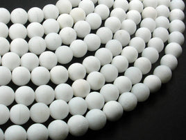 Matte White Jade Beads, Round, 10mm-RainbowBeads