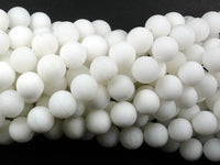 Matte White Jade Beads, Round, 10mm-RainbowBeads