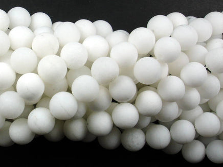 Matte White Jade Beads, Round, 10mm-RainbowBeads