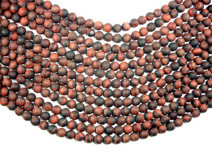 Matte Red Tiger Eye Beads, 8mm, Round Beads-RainbowBeads