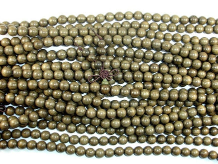 Green Silkwood Beads, 8mm Round Beads-RainbowBeads