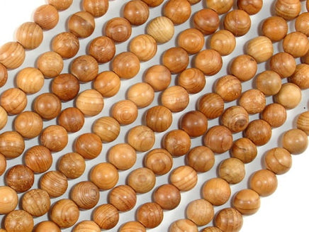 Taxus Chinensis Wood Beads, 6mm Round Beads-RainbowBeads