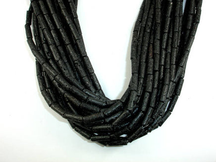 Black Lava, 4x13mm Tube Beads-RainbowBeads