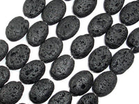Black Lava, 13x18mm Oval Beads, 15 Inch-RainbowBeads
