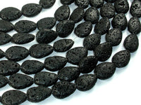 Black Lava, 13x18mm Flat Teardrop Beads-RainbowBeads