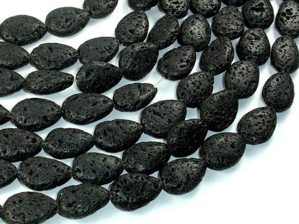 Black Lava, 13x18mm Flat Teardrop Beads-RainbowBeads