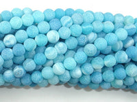Frosted Matte Agate - Sea Blue, 6mm Round Beads-RainbowBeads