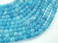 Frosted Matte Agate - Sea Blue, 6mm Round Beads-RainbowBeads