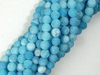 Frosted Matte Agate - Sea Blue, 6mm Round Beads-RainbowBeads