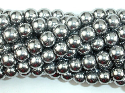 Hematite Beads, Silver, 8mm Round Beads-RainbowBeads