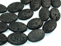 Black Lava, 20x30mm Oval Beads-RainbowBeads