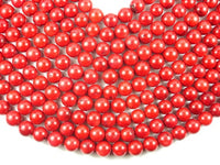 Red Bamboo Coral Beads, 12mm Round Beads-RainbowBeads