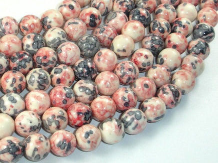 Rain Flower Stone, Pink, Gray, 10mm Round Beads-RainbowBeads
