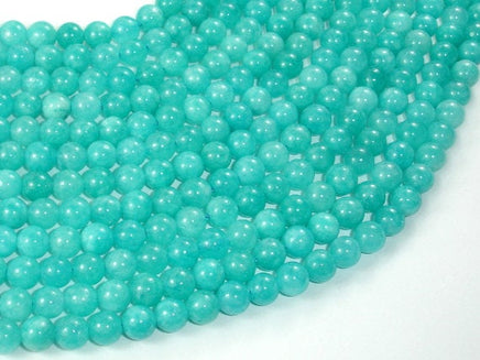 Sponge Quartz Beads-Teal, 6mm Round Beads-RainbowBeads