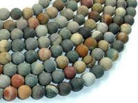 Matte Polychrome Jasper, 8mm Round Beads-RainbowBeads