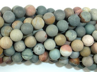 Matte Polychrome Jasper, 8mm Round Beads-RainbowBeads