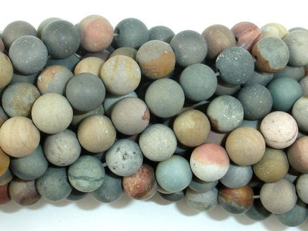 Matte Polychrome Jasper, 8mm Round Beads-RainbowBeads