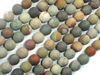 Matte Polychrome Jasper, 8mm Round Beads-RainbowBeads