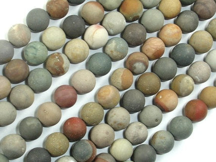 Matte Polychrome Jasper, 8mm Round Beads-RainbowBeads