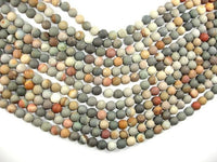 Matte Polychrome Jasper, 8mm Round Beads-RainbowBeads