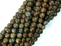 Orange Dendritic Jade Beads, 6mm Round Beads-RainbowBeads