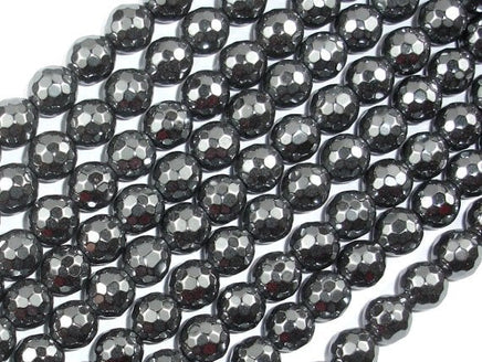 Hematite, 8mm Faceted Round Beads-RainbowBeads