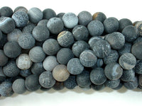 Frosted Matte Agate - Gray, 8mm Round Beads-RainbowBeads