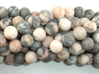 Matte Pink Zebra Jasper, 10mm Round Beads-RainbowBeads