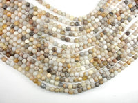 Matte Bamboo Leaf Agate, 6mm Round Beads-RainbowBeads