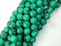Howlite Turquoise Beads-Green, 10mm Round Beads-RainbowBeads