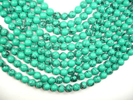 Howlite Turquoise Beads-Green, 10mm Round Beads-RainbowBeads
