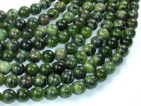 Dendritic Green Jade Beads, 8mm Round Beads-RainbowBeads