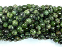 Dendritic Green Jade Beads, 8mm Round Beads-RainbowBeads