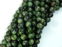 Dendritic Green Jade Beads, 8mm Round Beads-RainbowBeads