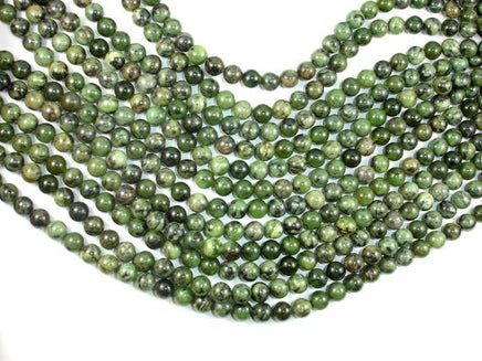 Dendritic Green Jade Beads, 8mm Round Beads-RainbowBeads