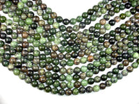 Dendritic Green Jade Beads, 10mm Round Beads-RainbowBeads