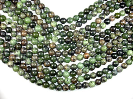 Dendritic Green Jade Beads, 10mm Round Beads-RainbowBeads