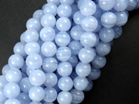 Blue Chalcedony Beads, Blue Lace Agate Beads, 8mm Round Beads-RainbowBeads