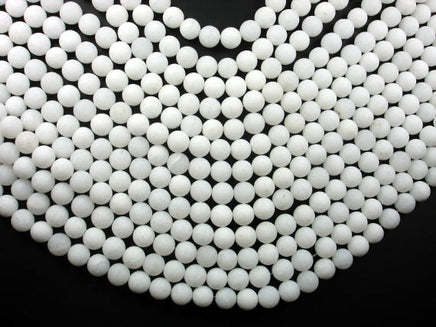Matte White Jade Beads, 8mm Round Beads-RainbowBeads
