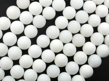 Matte White Jade Beads, Round, 10mm-RainbowBeads