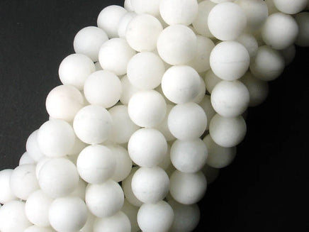 Matte White Jade Beads, Round, 10mm-RainbowBeads