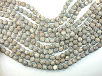 Matte Fossil Jasper Beads, 10mm, Round Beads-RainbowBeads