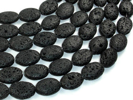 Black Lava, 13x18mm Oval Beads, 15 Inch-RainbowBeads