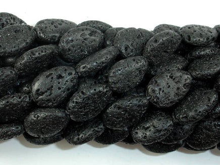 Black Lava, 13x18mm Flat Teardrop Beads-RainbowBeads
