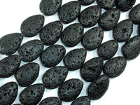 Black Lava, 13x18mm Flat Teardrop Beads-RainbowBeads