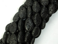 Black Lava, 13x18mm Flat Teardrop Beads-RainbowBeads